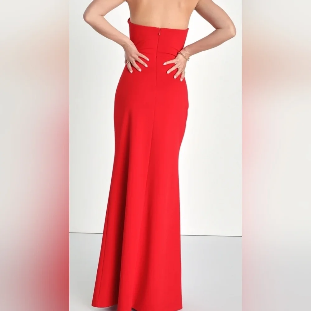 Lulu's Red Strapless Maxi Dress - Picture 2 of 14